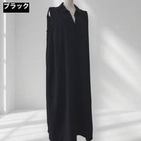 リネンタッチタックショルダー襟付きワンピース