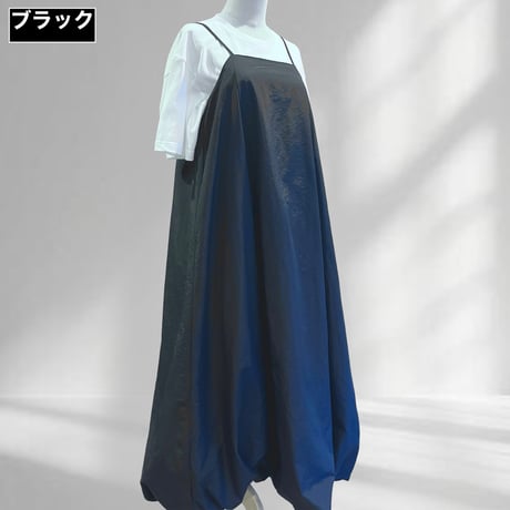 裾バルーンバックギャザーキャミワンピース