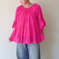 ボイルピンタックスリーブブラウス