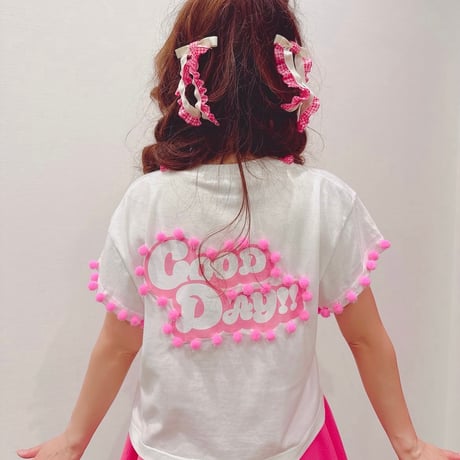 渡辺美奈代オリジナル『GOOD DAY!!』Tシャツ　ホワイト×ピンク