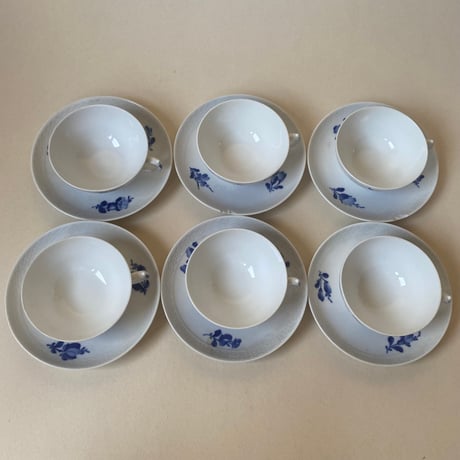 1939年　ロイヤル・コペンハーゲン　ブルー・フルール　カップ&ソーサー　6客セット