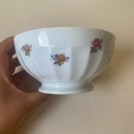 １９２０年代　カフェ・オ・レボウル　磁器　小花柄　2点セット