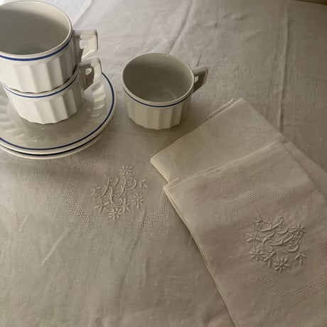 １９００年　ナップとセルヴィエット　７点セット　コットンとリネン　メティス