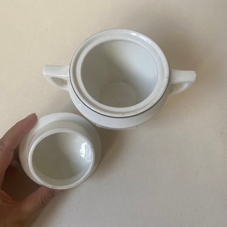 1920年代　サルグミンヌ　サーヴィス・ド・テ　白い陶器とゴールドのライン　15点セット