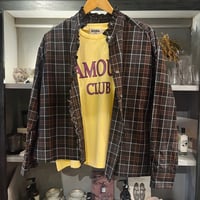 T.yamai paris  ティヤマイパリ　ブロックチェック柄フリルブラウス