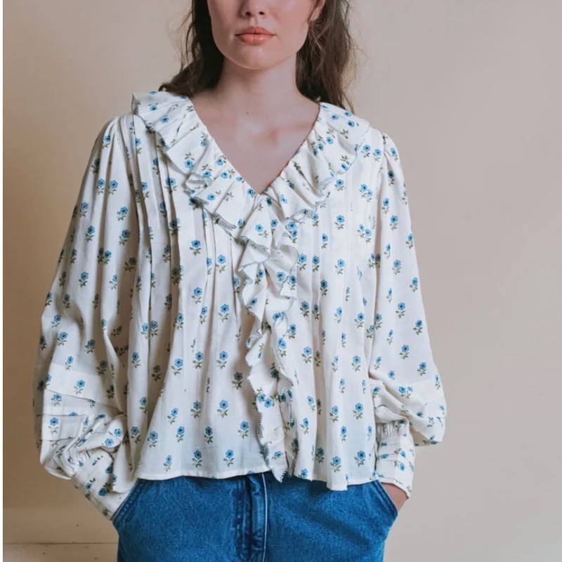 【Emile et Ida】 花柄ブラウス 25aw 4y EMILE ET IDA エミールエイダ カディコットン花柄フリルブラウス | Havane