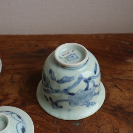 染付牡丹文蓋碗セット /  吉田崇昭