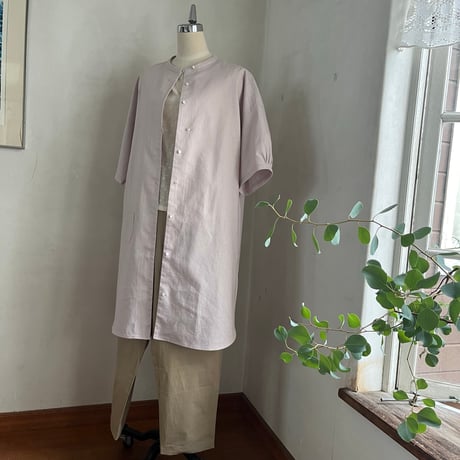 エシャロットチュニック　コットンリネン　オックスソフト加工　ピンク　06-26302-23