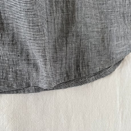 あんずブラウス(半袖)コットンリネンナチュラルボイル　ブラック千鳥01-26311-0681