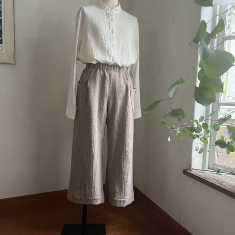ランチパンツ(裏付）ウールネップ　ベージュ　　　　04-26408-10