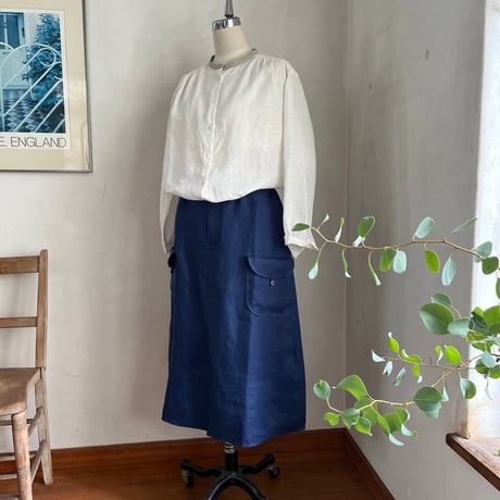 なでしこシャツ　リネンスラブローン　オフホワイト　01-26301-02