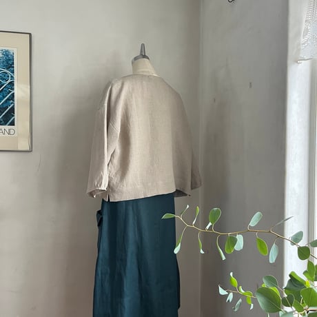 スワトウジャケット　リネン　空羽レース×スラブ　ナチュラル　10-26301-60