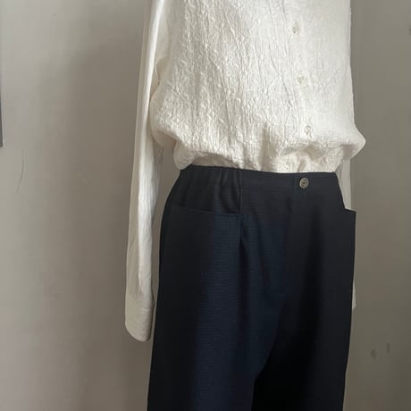 アルバスパンツ(裏付)　タスマニアンウール ネイビー千鳥　04-26411-5381