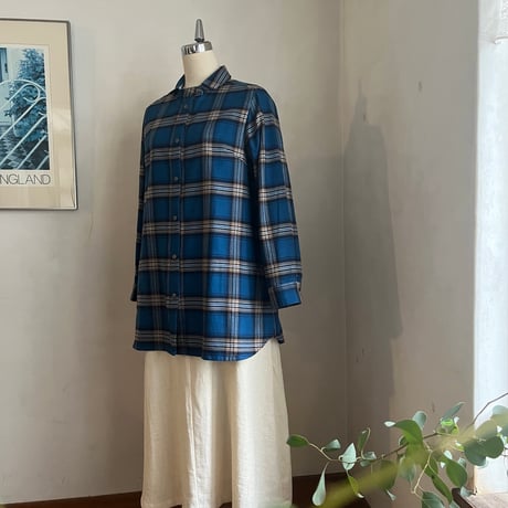 アローネシャツ　コットンオーガニックビエラタータン　ブルー　01-26410-5283