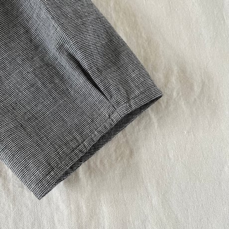 あんずブラウス(半袖)コットンリネンナチュラルボイル　ブラック千鳥01-26311-0681