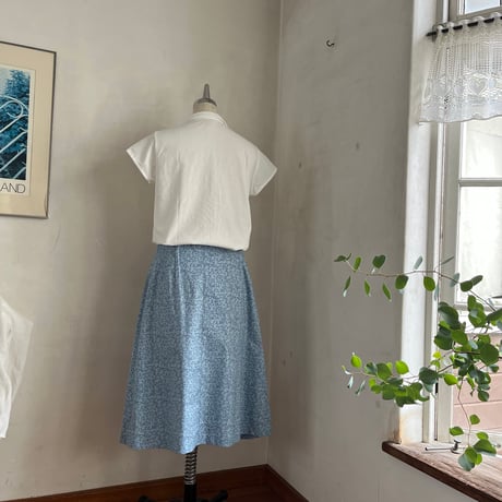 あおいスカート　アメリカンコットンプリント　ペールブルー小花　02-26302-599