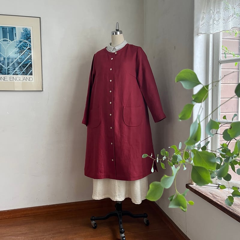 キッシュコートワンピース リネンツイル レッド 07-26401-21 | Anne fri