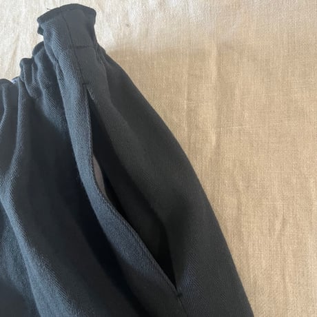 スッキリパンツ　コットンリネン　ソフトヘリンボーン　チャコールグレー　04-26410-05