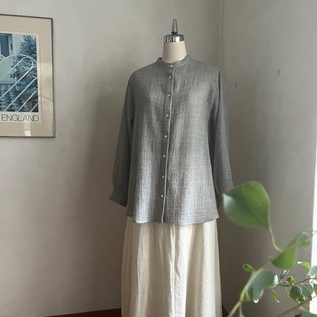 オーツシャツ　ウールガーゼ　ライトグレー　01-26502-07