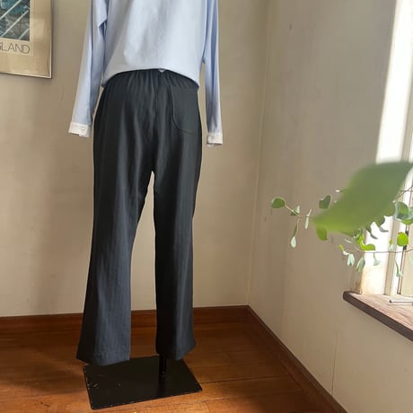 スッキリパンツ　コットンリネン　ソフトヘリンボーン　チャコールグレー　04-26410-05