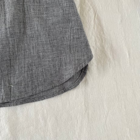 あんずブラウス(半袖)コットンリネンナチュラルボイル　ブラック千鳥01-26311-0681