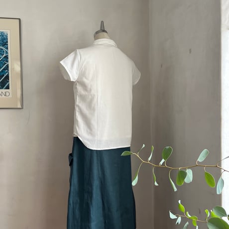 レモングラスシャツ　コットンローン　クレマチス刺繡　01-26312-0298