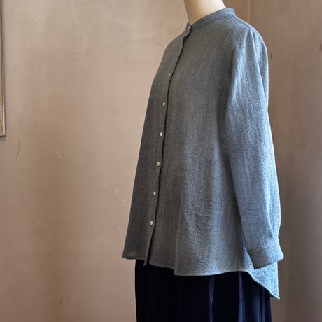 オーツシャツ　ウールガーゼ　ペールブルー　01-26502-59