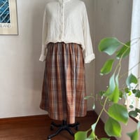 ナチュールスカート　コットンローンタータン　ブラウン　　02-26404-1283