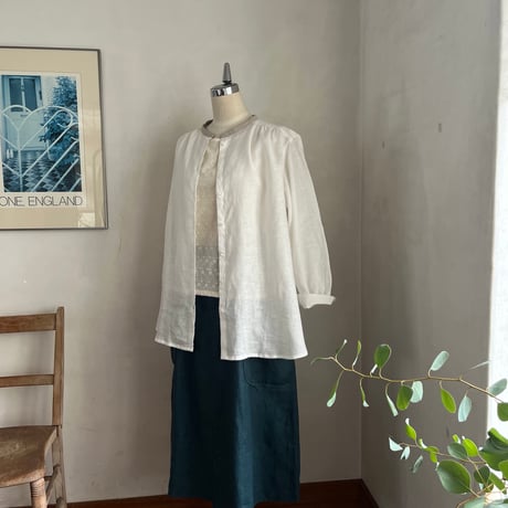 なでしこシャツ　リネンスラブローン　オフホワイト　01-26301-02