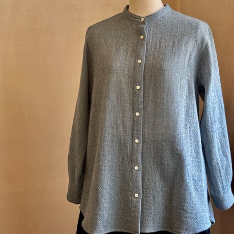 オーツシャツ　ウールガーゼ　ペールブルー　01-26502-59
