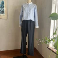 スッキリパンツ　コットンリネン　ソフトヘリンボーン　チャコールグレー　04-26410-05