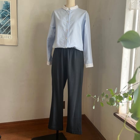スッキリパンツ　コットンリネン　ソフトヘリンボーン　チャコールグレー　04-26410-05