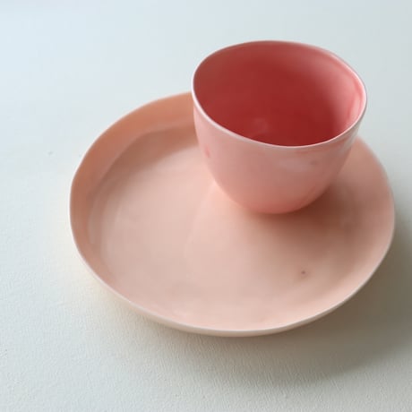 藤本羊子　小皿（ピンク、グリーン）
