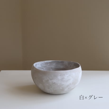 藤本羊子　丸ボウル（濃紺・白×グレー）