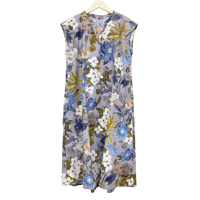 【SALE】【`26春夏新作】綿麻フレンチワンピース【ブルーフラワー】53614N-26S