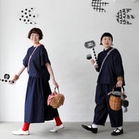 dot to dot デニムセットアップ　 5分袖ブラウス&キュロットパンツ