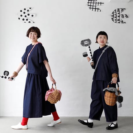 dot to dot デニムセットアップ　 5分袖ブラウス&キュロットパンツ