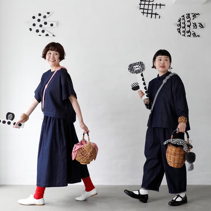 dot to dot デニムセットアップ 5分袖ブラウス&キュロットパンツ