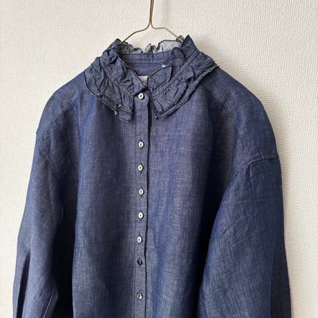 Hands of creation　コットンリネンTwill フリル パフスリーブブラウス