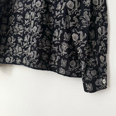 qiri  Arcadia embroidery denim jacket ・navy×beige