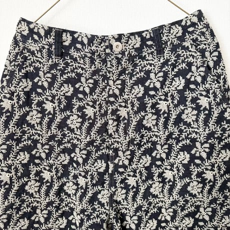 qiri  garden embroidery denim pants ・navy×beige