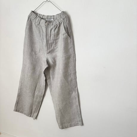 Hands of creation 40/-Linen 綾織り黒染めオーバーダイ ワークパンツ