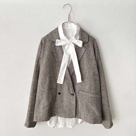 yuni コットンアクリルウール tailored short cocoon jacket