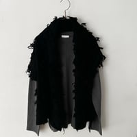 homspun ラム フリンジ ストール・ブラック