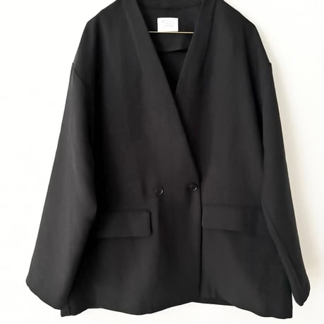 yuni リネンポリエステル DOUBLE COCOON NO COLLAR JACKET