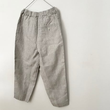 Hands of creation 40/-Linen 綾織り黒染めオーバーダイ サイドポケット バレルパンツ