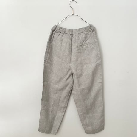Hands of creation 40/-Linen 綾織り黒染めオーバーダイ サイドポケット バレルパンツ