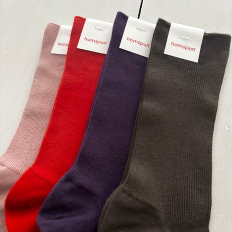 homspun 防縮ウール リブソックス