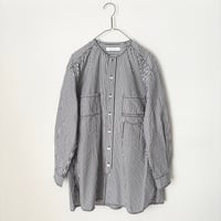 homspun タイプライター ノーカラーロングシャツ・ストライプ
