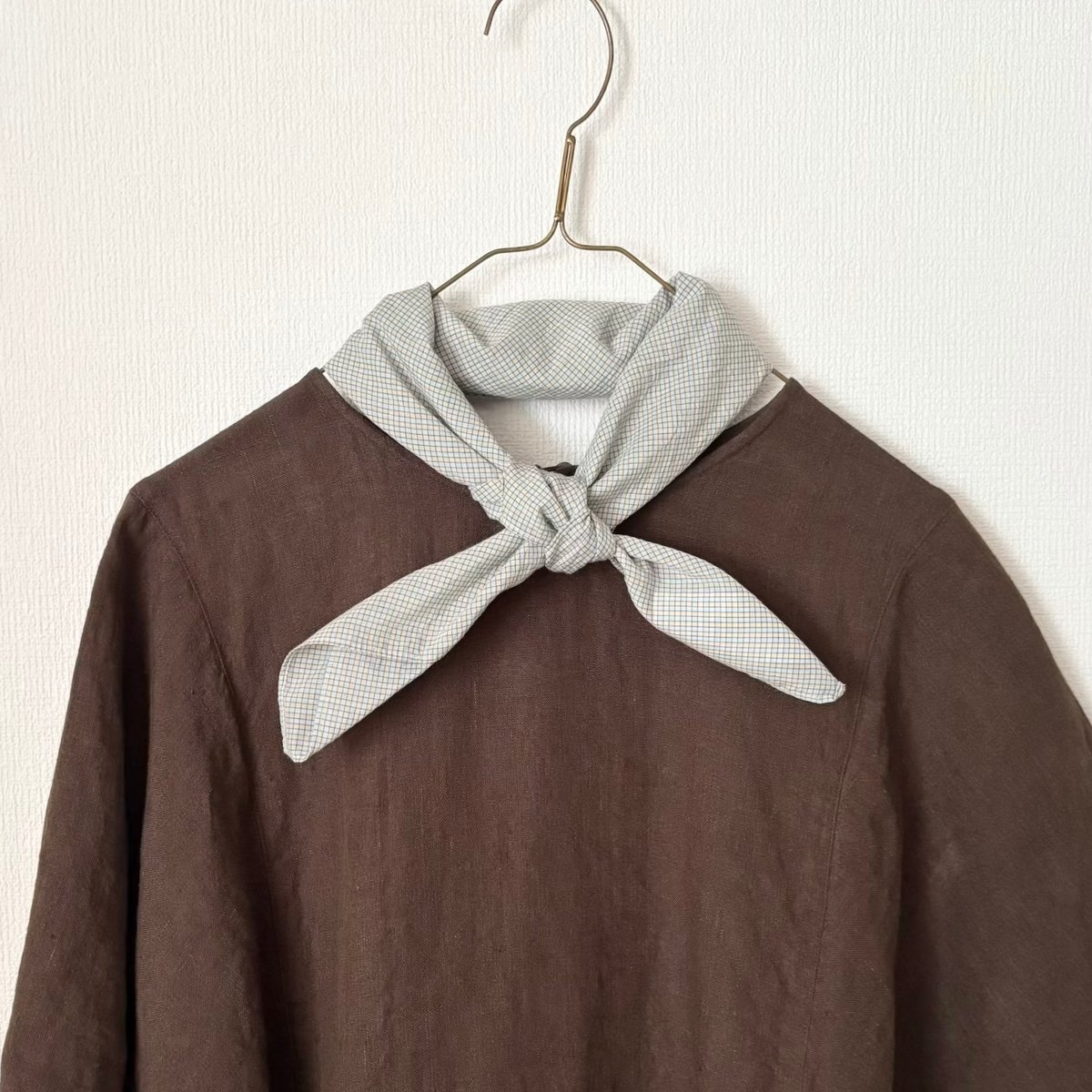 オールドマンズテーラー SILK COTTON BLOCK&GINGHAM SCARF・Blu